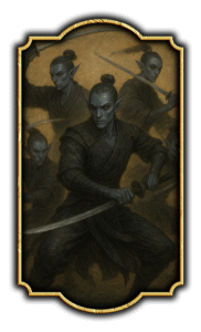 Obraz przedstawiający mnichów z oryginalnego zakonu Ryuugan no Tachi z uniwersum Wandaria